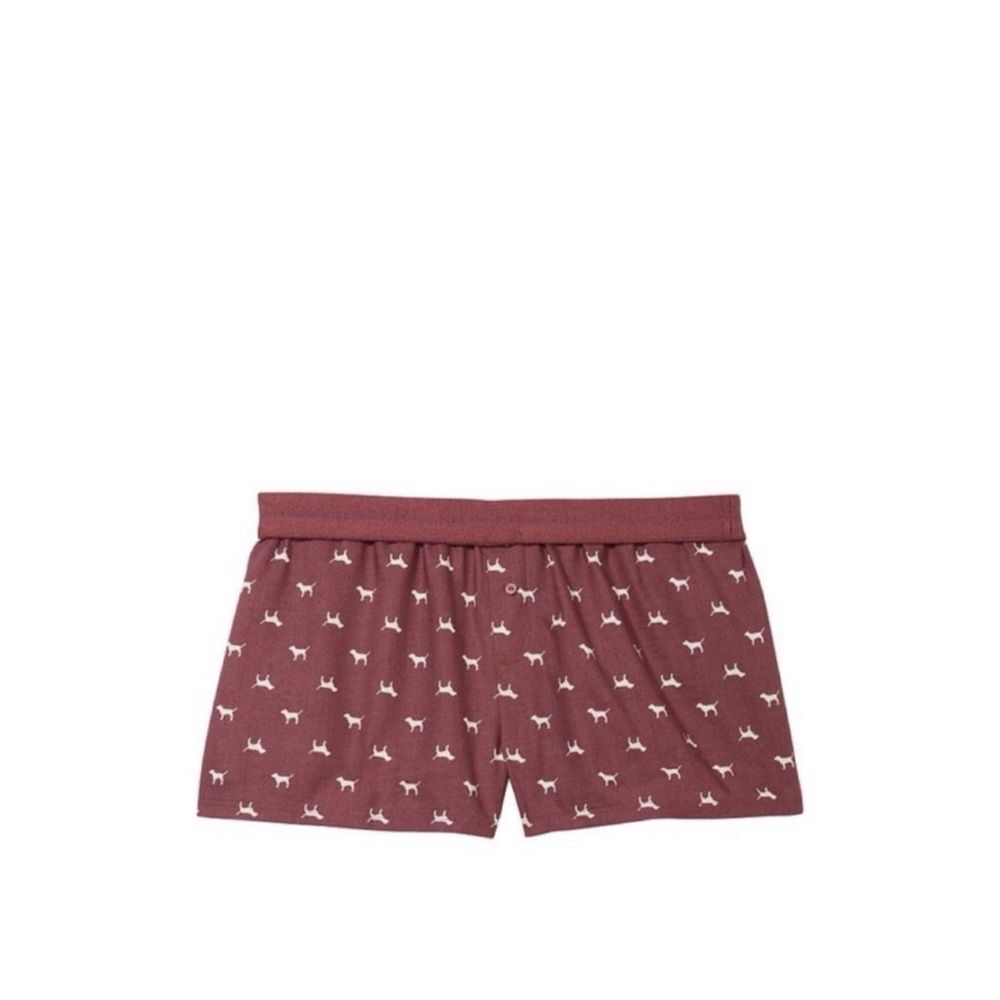 Victoria’s Secret PINK flannel boxy pajama shorts in morning rose dogs